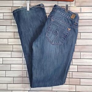 Guess blue denim bootcut jeans distressed Women's Size 29 (Measured 32)